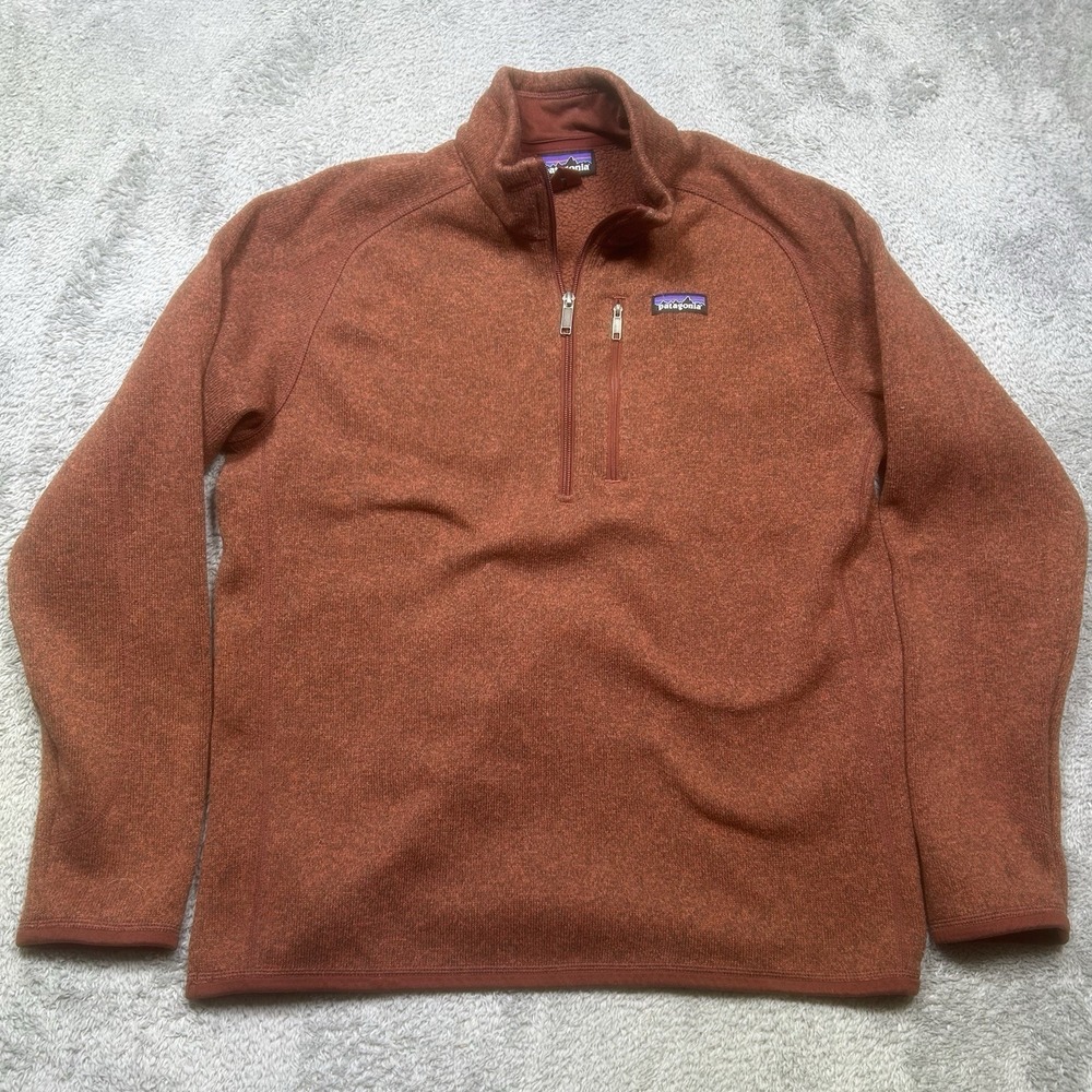 Patagonia Better Sweater 1/4 Zip Mens L Brown Fleece Lined Full Zip Chest Pocket
